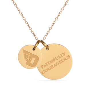 Stone Armory Necklace for University of Dayton Fans – 18K Gold-Plated Stainless Steel Jewelry for Sensitive Skin – Adjustable 16-20in Chain