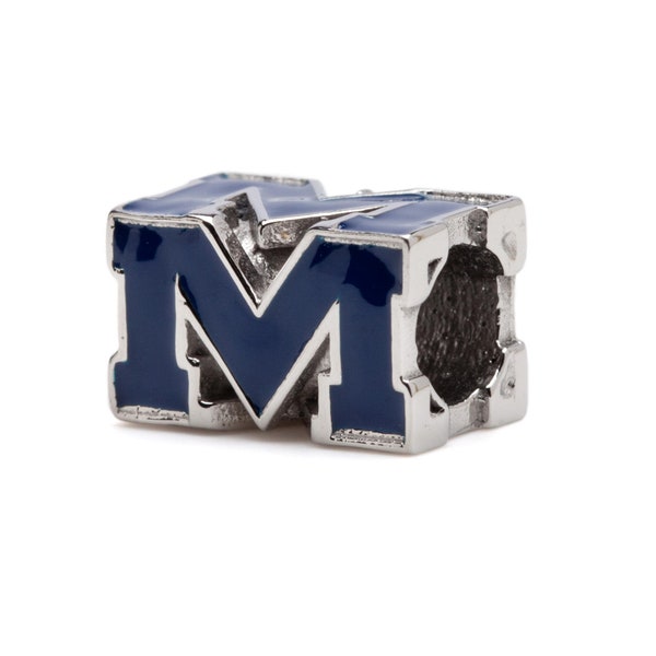 Stone Armory University Of Mississippi Bead Charm | Ole Miss Rebels Jewelry | Blue 4-Sided Block M Bead Charm | Perfect UM Gift