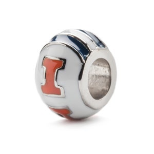 Stone Armory University Of Illinois Bead Charm | Illinois Fighting Illini Jewelry | White Logo Stripe Bead Charm | Perfect Illinois Gift