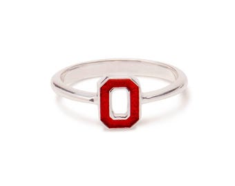 Stone Armory Officially Licensed Ohio State University Sterling Silver Class Ring for Women – Scarlet Block Buckeyes Jewelry OSU Fan Alumni