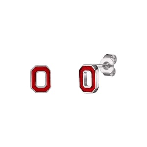 Ohio State Earrings in Silver | OSU Block O Stud Earrings | Ohio State Jewelry | OSU Jewelry | OSU Gifts | Buckeyes Christmas Gift