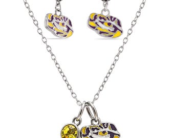 Stone Armory Officially Licensed Love LSU Ring & Bangle – Louisiana State Jewelry – LSU Tigers Ring Bracelet Set