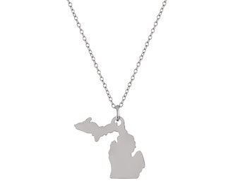 Stone Armory Stainless Steel State Of Michigan Necklace | State Of Michigan Jewelry | Adjustable Necklace | Perfect Michigander Gift