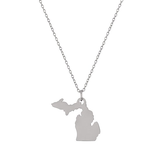 Stone Armory Stainless Steel State of Michigan Necklace Etsy