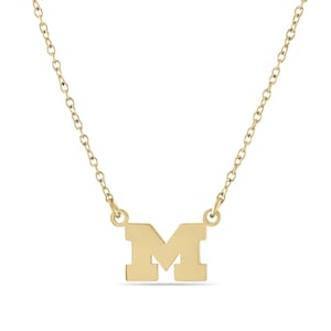 Stone Armory Officially Licensed Michigan Wolverine Jewelry – 18K Gold-Plated Michigan M Charm Necklace and Adjustable 16-20in