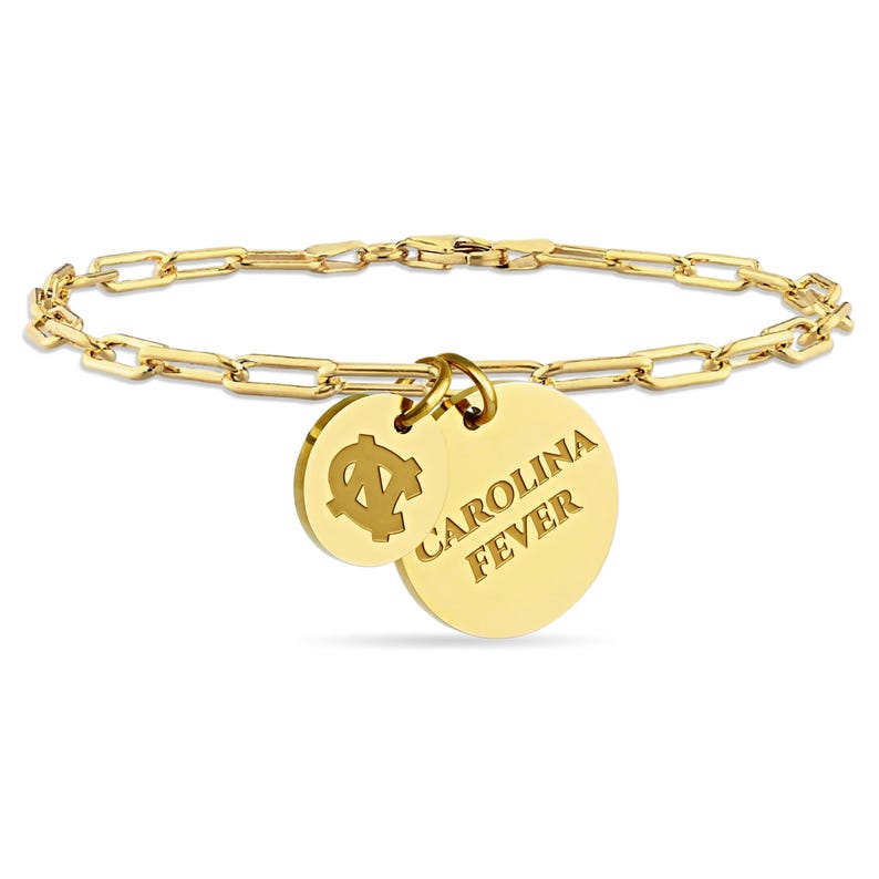 Stone Armory Officially Licensed Bracelet for UNC Tar Heels - 18K Gold Plated Stainless Steel for Sensitive Skin - North Carolina Gifts afbeelding 1