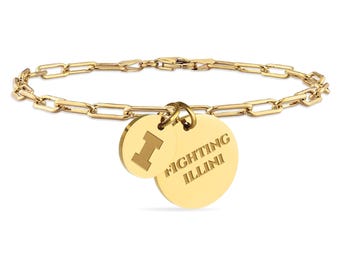 Stone Armory Officially Licensed Bracelet for Illinois Fighting Illini - 18K Gold Plated Stainless Steel for Sensitive Skin - Illini Gifts
