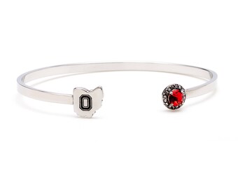 Ohio State Map Bangle with Scarlet Crystal