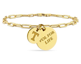 Stone Armory Officially Licensed Bracelet for Tennessee Vols - 18K Gold Plated Stainless Steel for Sensitive Skin - Tennessee Vols Gifts