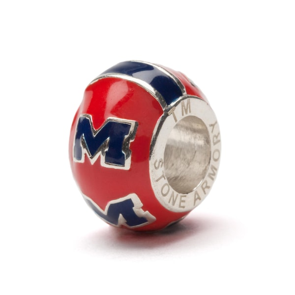 Stone Armory University Of Mississippi Bead Charm | Ole Miss Rebels Jewelry | Crimson Logo Stripe Bead Charm | Perfect Ole Miss Gift