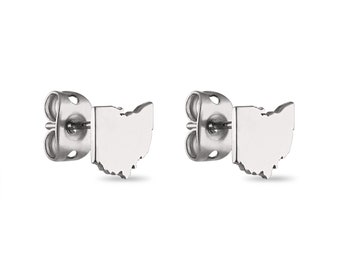 State of Ohio Stud Earrings | Buckeye State Earrings Stainless Steel | Unique OH Map Jewelry | Souvenir Gifts | Ohio Jewelry