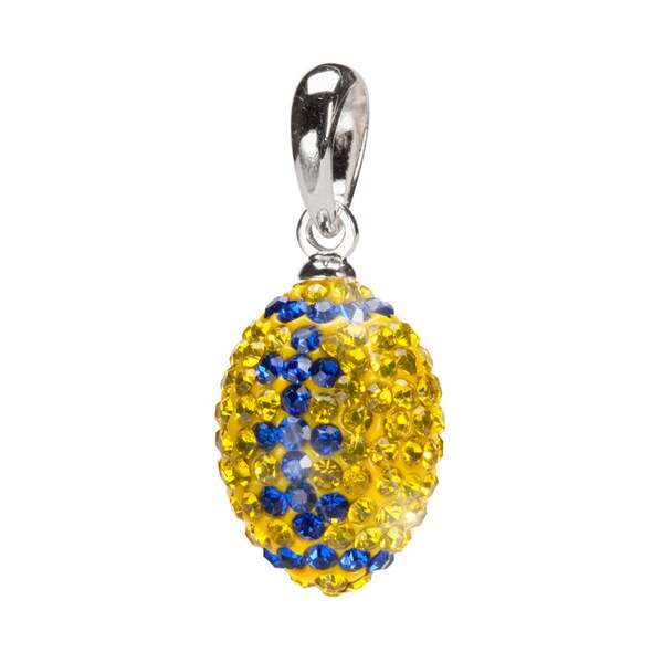 Yellow and Blue Crystal Football Charm Pendant