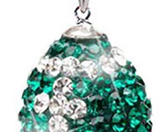 Stone Armory Officially Licensed Go Green Crystal Football Sparkle Pendant – Green & Clear Crystal Necklace – Perfect Gift for Football Fans