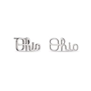 Ohio State Earrings For Women - Script Ohio Stud Earrings - Stainless Steel Hypoallergenic Earrings for Women - OSU Buckeyes Gifts