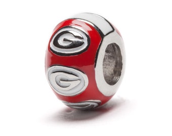 Stone Armory University Of Georgia Bead Charm | Georgia Bulldogs Jewelry | Red Logo Stripe Bead Charm | Perfect UGA Gift