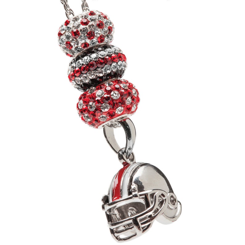 White and Black Football Helmet Charm Pendant Necklace OSU Red