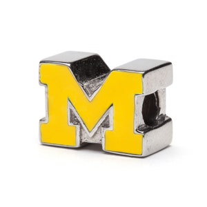 Stone Armory University Of Michigan Bead Charm | Michigan Wolverines Jewelry | Maize Block M Bead Charm | Perfect UM Gift