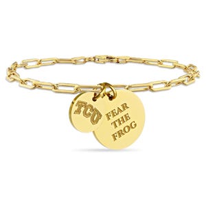 Stone Armory Officially Licensed Bracelet for TCU Horned Frog Fans - 18K Gold Plated Stainless Steel for Sensitive Skin - TCU Game Day Gifts