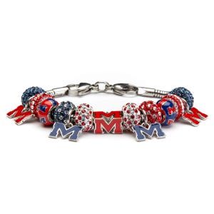Stone Armory Officially Licensed Ole Miss Rebels Bracelet – Officially Licensed Ole Miss Charm Bracelet – Rebels Jewelry Gift for Fans