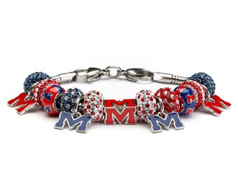 Stone Armory Officially Licensed Ole Miss Rebels Bracelet – Officially Licensed Ole Miss Charm Bracelet – Rebels Jewelry Gift for Fans
