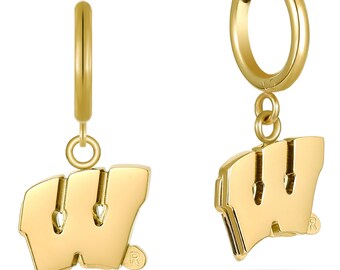 Stone Armory Officially Licensed Wisconsin Badgers Earrings – 18K Gold Platted Stainless Steel Jewelry Designed for Sensitive Skin