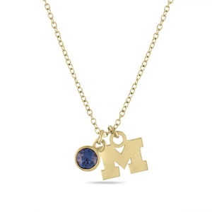 Stone Armory Officially Licensed Michigan Necklace – 18k Gold Plated Stainless Steel Block M Pendant –Jewelry Gift for UM Fans Alumni