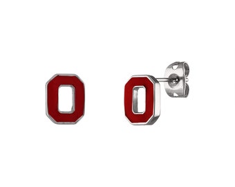 Stone Armory Ohio State Stud Earrings | Ohio State Buckeyes Jewelry | Stainless Steel Block O Studs | Perfect OSU Buckeye Gift