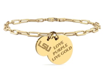 Stone Armory Officially Licensed Bracelet for LSU Tigers - 18K Gold Plated Stainless Steel for Sensitive Skin - LSU Tiger Gifts for Game Day
