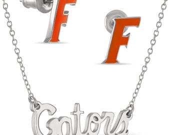 Stone Armory Officially Licensed Florida Gators Necklace & Earring Set – Orange Stud Earrings  Stainless Steel Necklace – Jewelry Alumni