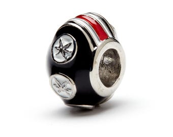 Ohio State Buckeye Charms for Women - Black Ohio State Helmet Stripe Bead - Hypoallergenic Stainless Steel Charms - Ohio State Gifts