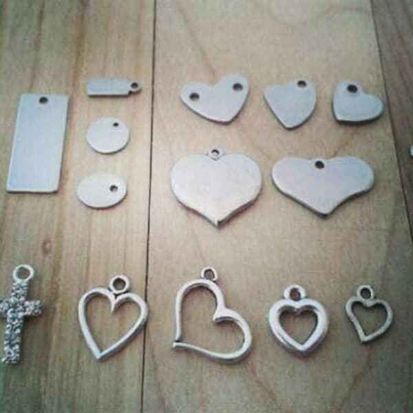 Hand stamped custom stainless steel tag or shape charms- small/medium