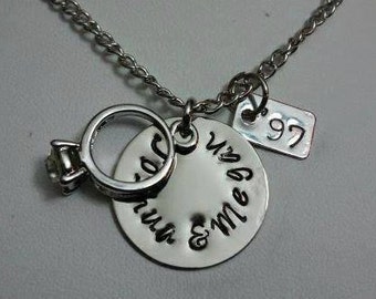 Anniversary hand stamped Necklace