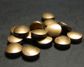 100 Antiqued Silver Brass Base Metal 7mm Bead Drop Flat Round Coin Charms