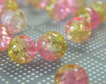 10x Green Crackle Glass Beads 8mm Cracked Marbles Craft Colored Beading Supplies