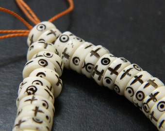8mm Bone Beads Bone Round Beads Small Nepal Beads Brown Bone Beads 108 Vintage-Style Carved Chevron Bone Prayer Beads BON-RND-BRN-401
