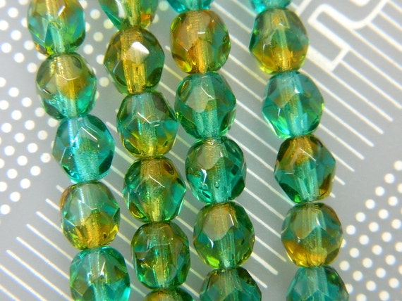 6mm 30 Moonstone Aqua Round Czech Fire Polished Faceted Glass Beads