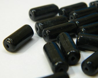 Bs 1495 S090 Black Tube Beads 12 Oxidized Brass Tubes 20x4mm