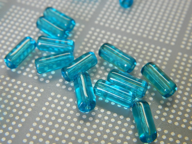 10MM Aqua Blue Tube Glass Beads Basic Glass Tube Beads Etsy