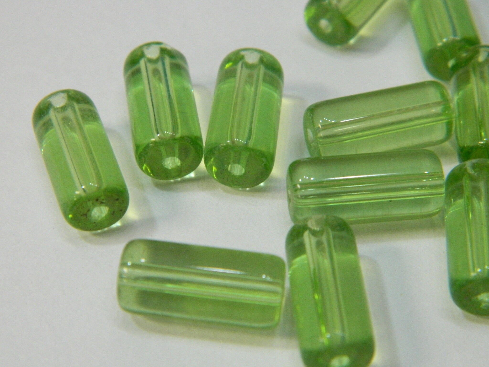 15MM BIG Light Green Tube Glass Beads Large Basic Green Etsy