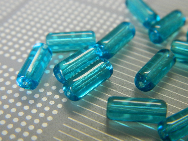 10MM Aqua Blue Tube Glass Beads Basic Glass Tube Beads Etsy