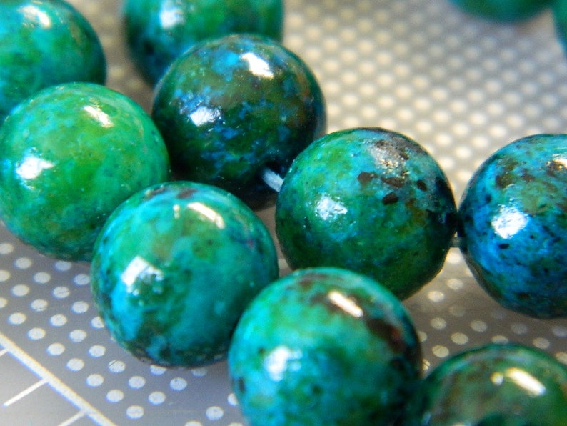 10MM Round Sea Green Chrysocolla Gemstone Beads Chrysocolla Etsy