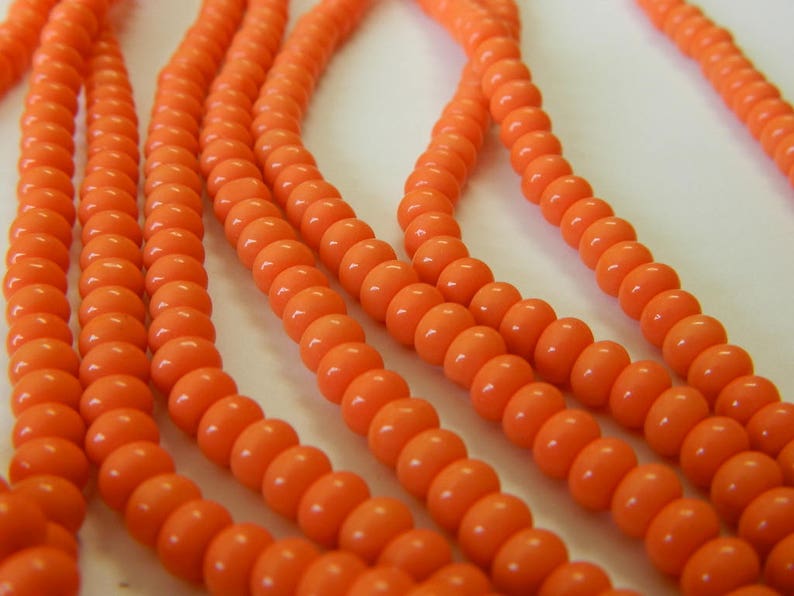 Coral Glass Imitation Jade Rondelle Donut Beads 10.5 Strand; 71 Glass Rondelle Beads 6MM Coral Imitation Jade Glass Rondelle Beads