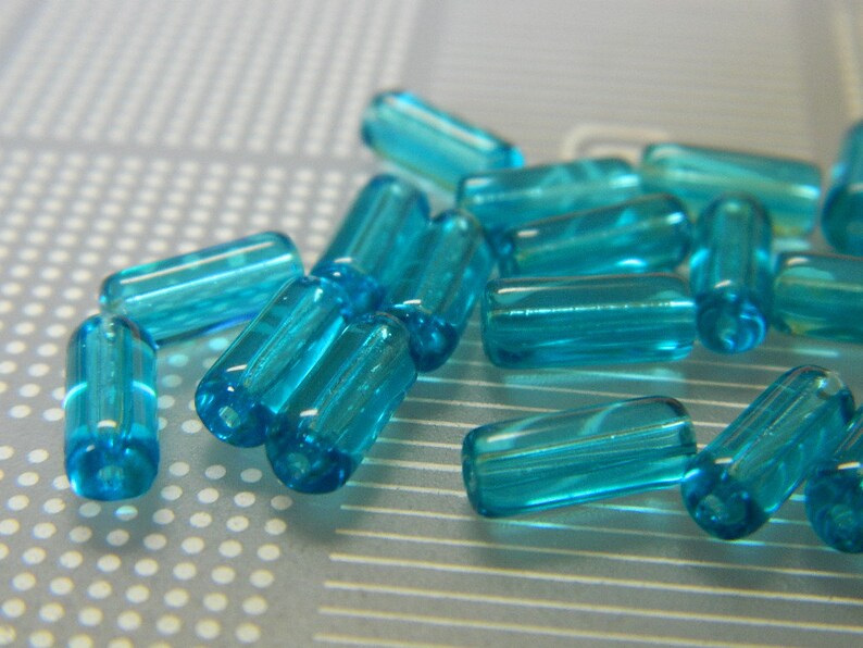 10MM Aqua Blue Tube Glass Beads Basic Glass Tube Beads Etsy