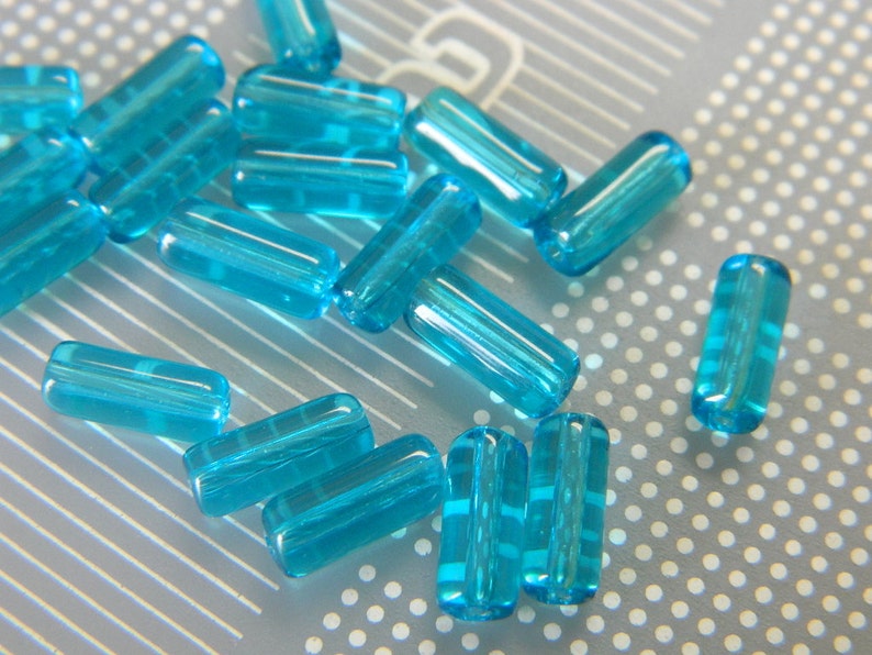 10MM Aqua Blue Tube Glass Beads Basic Glass Tube Beads Etsy