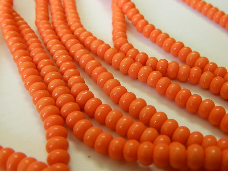 Coral Glass Imitation Jade Rondelle Donut Beads 10.5 Strand; 71 Glass Rondelle Beads 6MM Coral Imitation Jade Glass Rondelle Beads