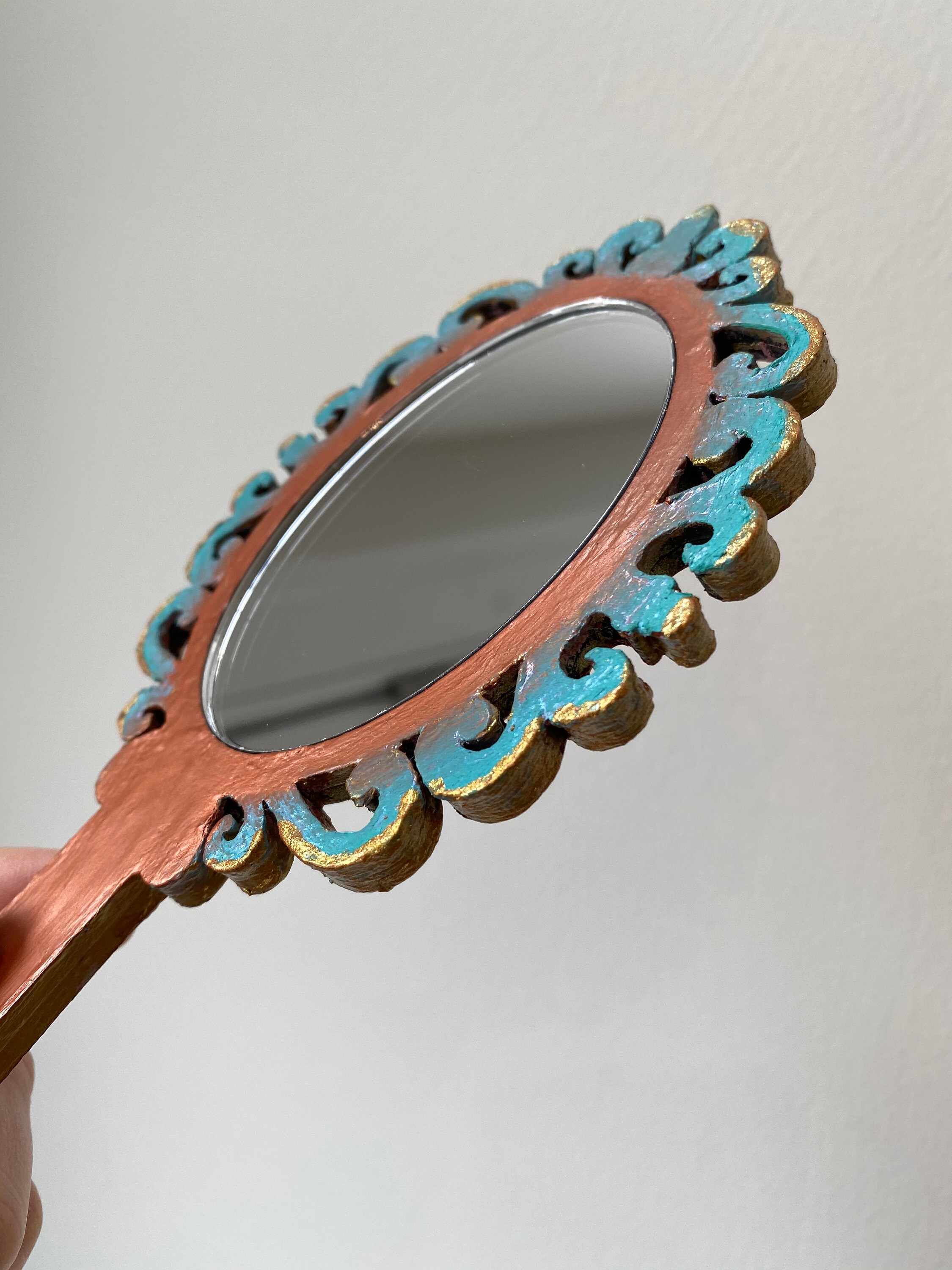 Small hand held mirror Vintage inspired mirror artwork Etsy