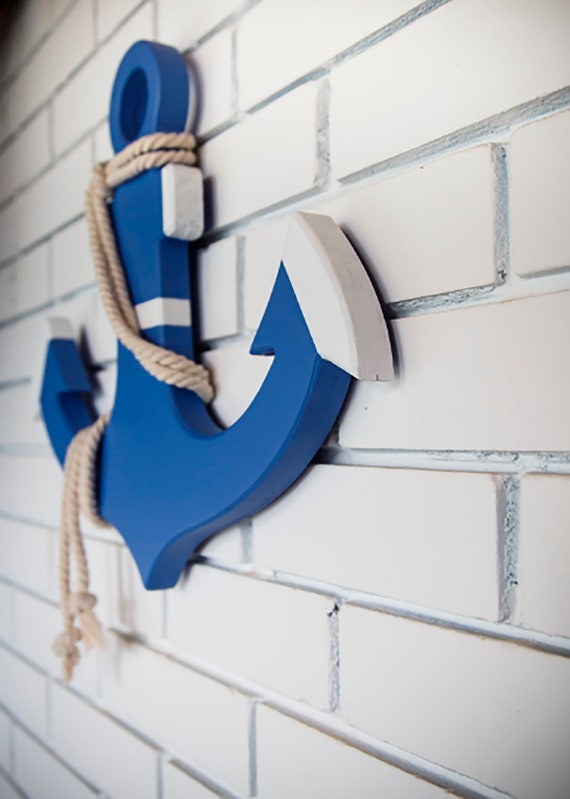 Anchor Wooden White Anchor Nautical Wall Decor Etsy