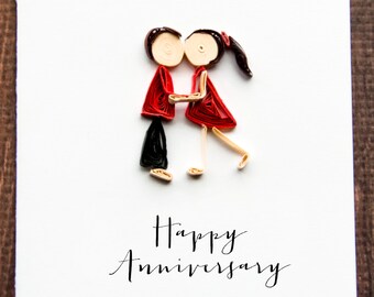 anniversary cards, custom anniversary, custom holiday card, quilling art, paper quilling cards, quilled love card, congratulations card