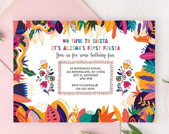 Mexican fiesta Invitation, first fiesta invite, editable invitation, fiesta birthday invitation, mexican fiesta theme, kids fiesta party