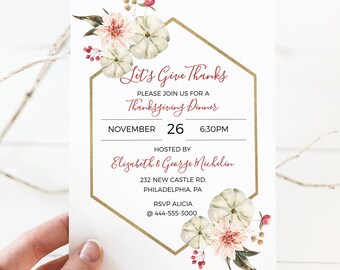 Thanksgiving Dinner Invitation, Friendsgiving invitation, Thanksgiving Lunch Invitation, Thanksgiving potluck invite, digital template